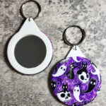 Spooky Demon Cat Compact Mirror Keyring