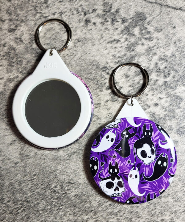 Spooky Demon Cat Compact Mirror Keyring