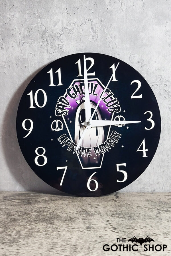 Sad Ghoul Club Lifetime Member Ghost Round Gothic Clock