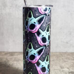 Neon Skele Cats Skull Grey Gothic Skinny Tumbler
