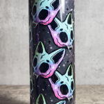 Neon Skele Cats Skull Grey Gothic Skinny Tumbler