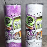 BestSkells Skeleton Besties Purple and Grey Gothic Skinny Tumbler