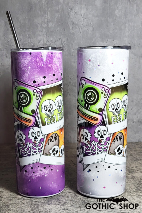 BestSkells Skeleton Besties Purple and Grey Gothic Skinny Tumbler
