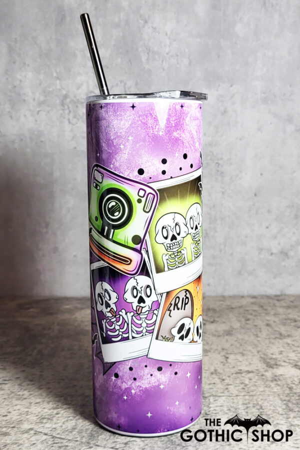 BestSkells Skeleton Besties Purple Gothic Skinny Tumbler