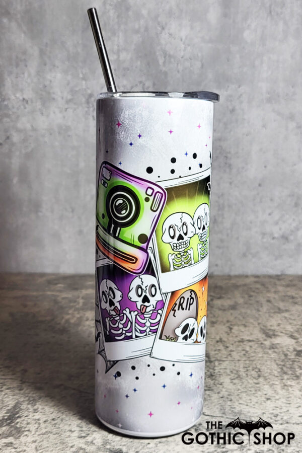 BestSkells Skeleton Besties Grey Gothic Skinny Tumbler