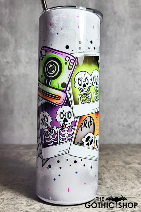 BestSkells Skeleton Besties Grey Gothic Skinny Tumbler