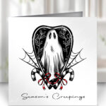 spirit ghost season's creepings grey gothic christmas greetings card