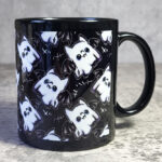 Cat Ghosts Black Gothic Print Ceramic Mug