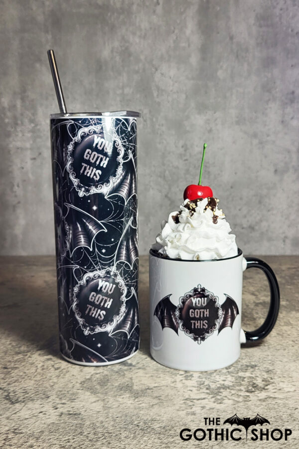 You Goth This Winged Cameo Gothic Skinny Tumbler and mug
