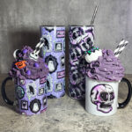 Gothic Picture Gallery and purple skull Skinny Tumblers