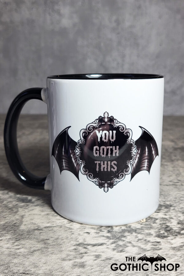 You Goth This Winged Cameo Gothic Print Ceramic Mug