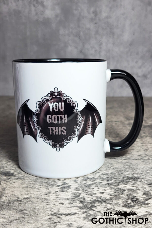You Goth This Winged Cameo Gothic Print Ceramic Mug