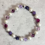 Purple Mix Crystal & Silver Glass Pearl Gothic Stretch Bracelet