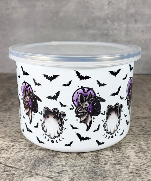 Cat Ghost & Eve Bat Storage Container Bowl with Lid