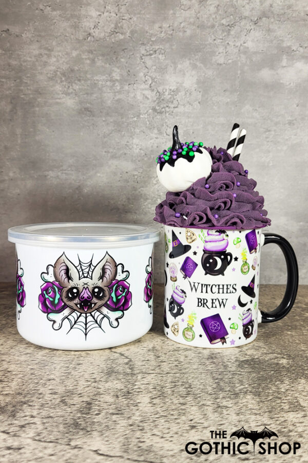 Rosita Bat Purple Rose Cobwebs Storage Container Bowl with Lid
