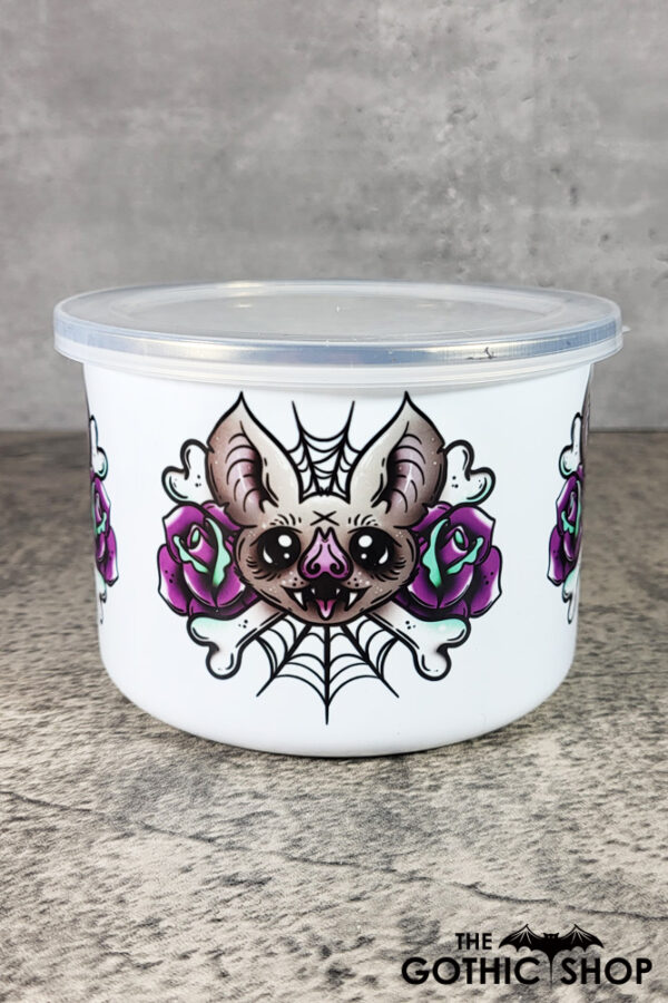 Rosita Bat Purple Rose Cobwebs Storage Container Bowl with Lid