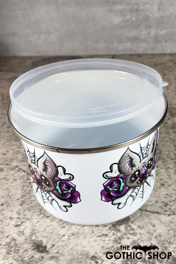 Rosita Bat Purple Rose Cobwebs Storage Container Bowl with Lid