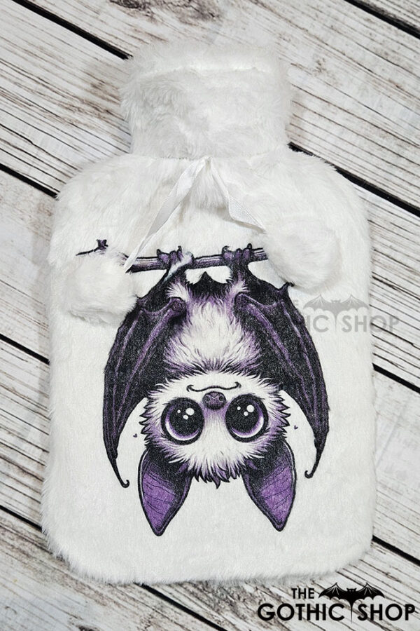 Betty Hanging Kawaii Purple Bat Hot Water Bottle with Plush Cover SECOND