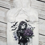 Goth Lady Purple Roses Hot Water Bottle with Plush Cover