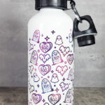 Boo Ghosts & Tombstones 600ml Screw Lid Metal Sports Water Bottle