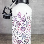 Boo Ghosts & Tombstones 600ml Screw Lid Metal Sports Water Bottle
