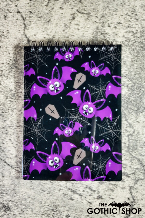 Purple Bats & Cobwebs Gothic A6 Notepad