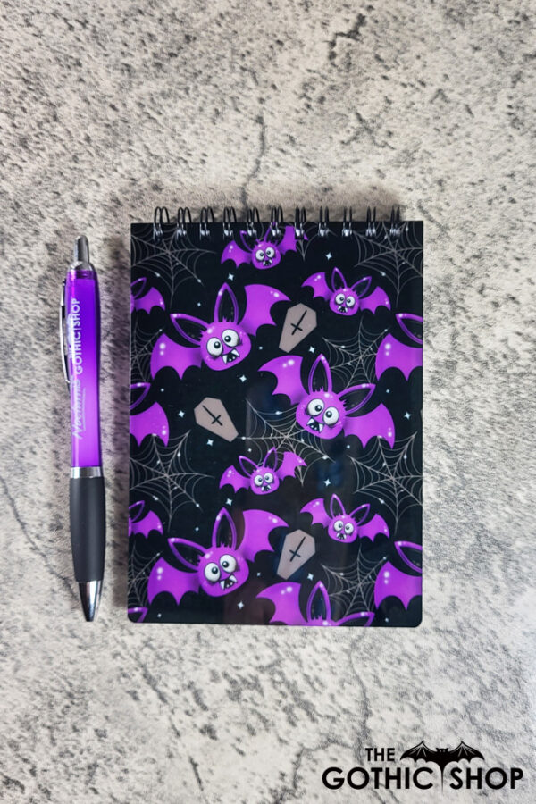 Purple Bats & Cobwebs Gothic A6 Notepad