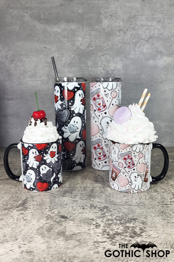 Lovebucks Ghosties Ghostbucks Gothic Valentine's Mug and tumbler