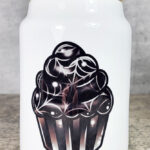 Black Cobweb Cupcake Small Cookie Jar Tea Container