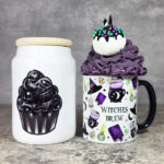 Black Cobweb Cupcake Small Cookie Jar Tea Container