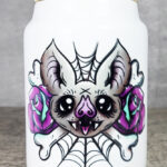 Rosita Bat Purple Rose Cobwebs Small Cookie Jar Tea Container