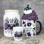 Rosita Bat Purple Rose Cobwebs Small Cookie Jar Tea Container and eggcup