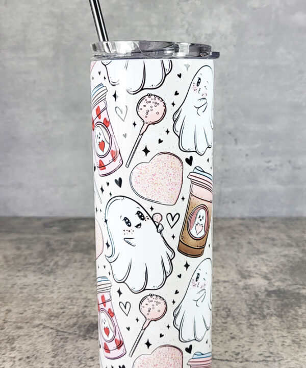 Lovebucks Ghosties Ghostbucks Gothic Valentine's Skinny Tumbler