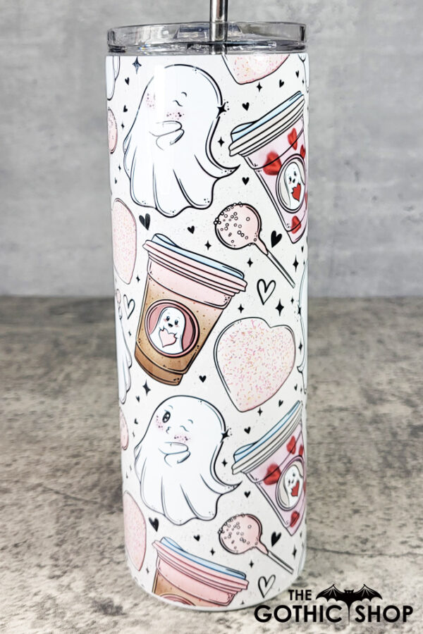 Lovebucks Ghosties Ghostbucks Gothic Valentine's Skinny Tumbler