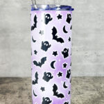 Bats Ghosts Purple Gothic Halloween Skinny Tumbler