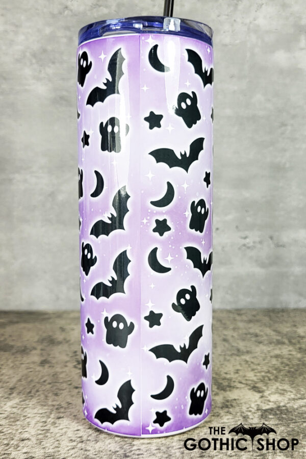 bats ghosts purple gothic halloween 20oz straight tumbler