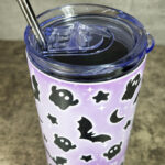 bats ghosts purple gothic halloween 20oz straight tumbler