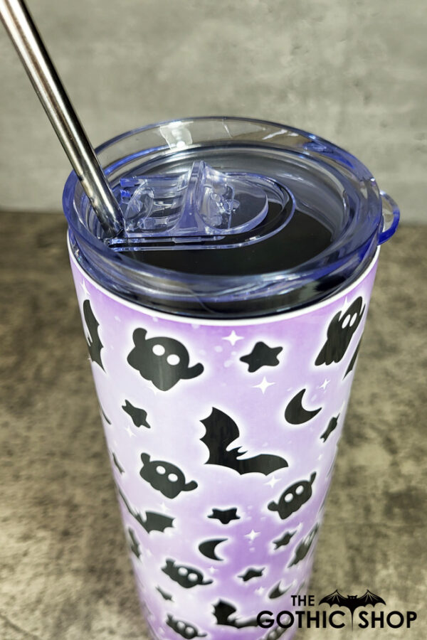 bats ghosts purple gothic halloween 20oz straight tumbler