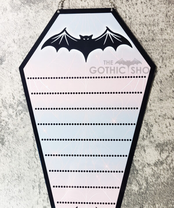 Bats Red Cobweb Coffin Shaped Metal Gothic Planner Whiteboard Sign