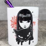 Stay Strange Goth Girl & Cat Pen or Makeup Brush Pot