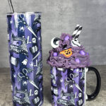 Sew Magical Purple Stripe Gothic Ceramic Mug and tumbler.