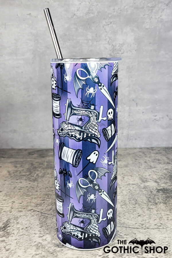 Sew Magical Crafter's Purple Stripe Gothic Skinny Tumbler