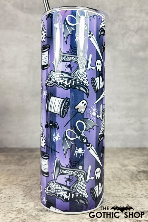 Sew Magical Crafter's Purple Stripe Gothic Skinny Tumbler