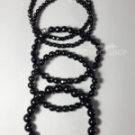 Black Onyx Bead Gothic Stretch Bracelet