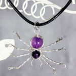 Wire Wrapped Spider & Purple Amethyst Beads Pendant Necklace