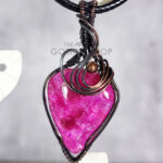 Beads & Swirls Pink Teardrop Oxidised Copper Gothic Pendant Necklace