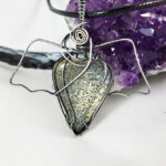 Swirly Bat Wing Dendritic Opal Oxidised Silver Gothic Pendant Necklace