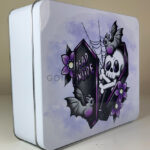 dead inside skeleton in purple coffin white large gothic rectangular tin