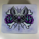 Rosita Bat Cobwebs White Large Gothic Keepsake Rectangular Tin