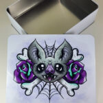Rosita Bat Cobwebs White Large Gothic Keepsake Rectangular Tin